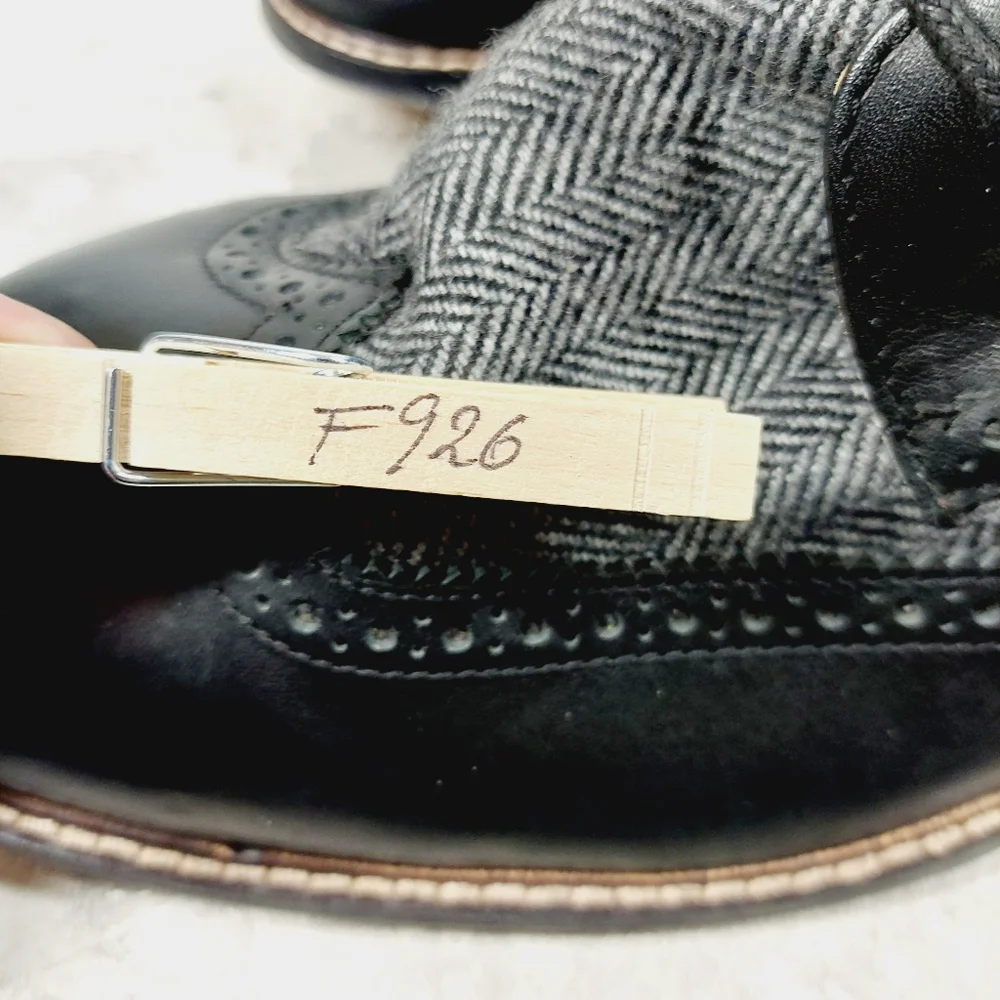 NEW Thomas & Vine Men's Jarett Wingtip Ankle Boot Black/Gray F926